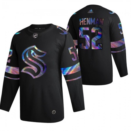 Pánské Hokejový Dres Seattle Kraken Luke Henman 52 2021-22 Duhová holografická Černá Authentic